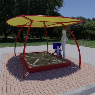 Беседка теневая с натяжным навесом 003