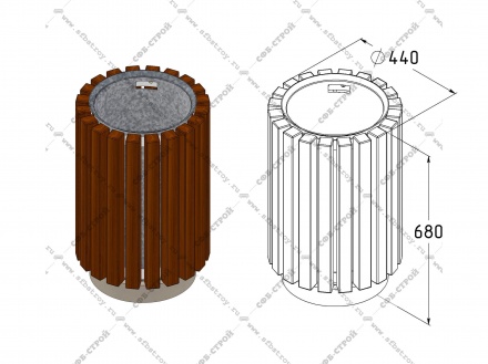 Урна деревянная с металлической вставкой