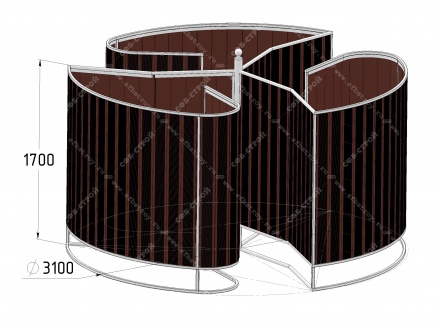 Пляжная раздевалка 3-х местная