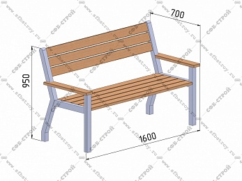 Скамья парковая размеры 2000х1030х800 мм фото